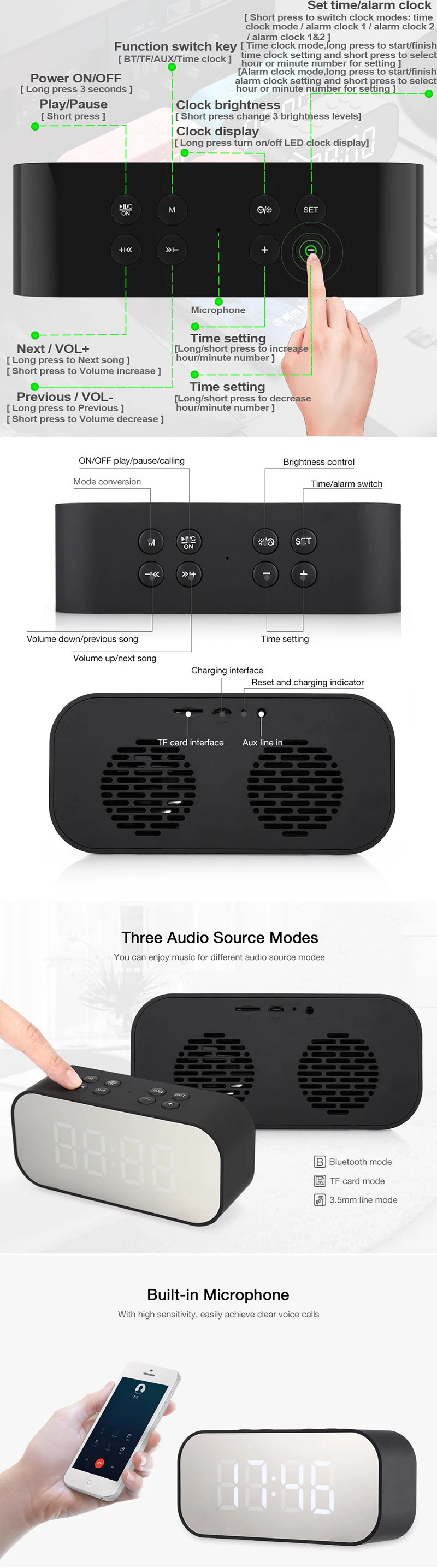 Portable Multimedia Bluetooth Speaker Smart Table Lamp Light Alarm Clock Led Touch Light Speaker For Home - ANKUX.COM