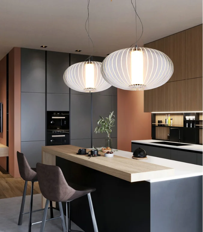 zhongshan dining room cafe Minimalist metal pendant lighting white round chandeliers