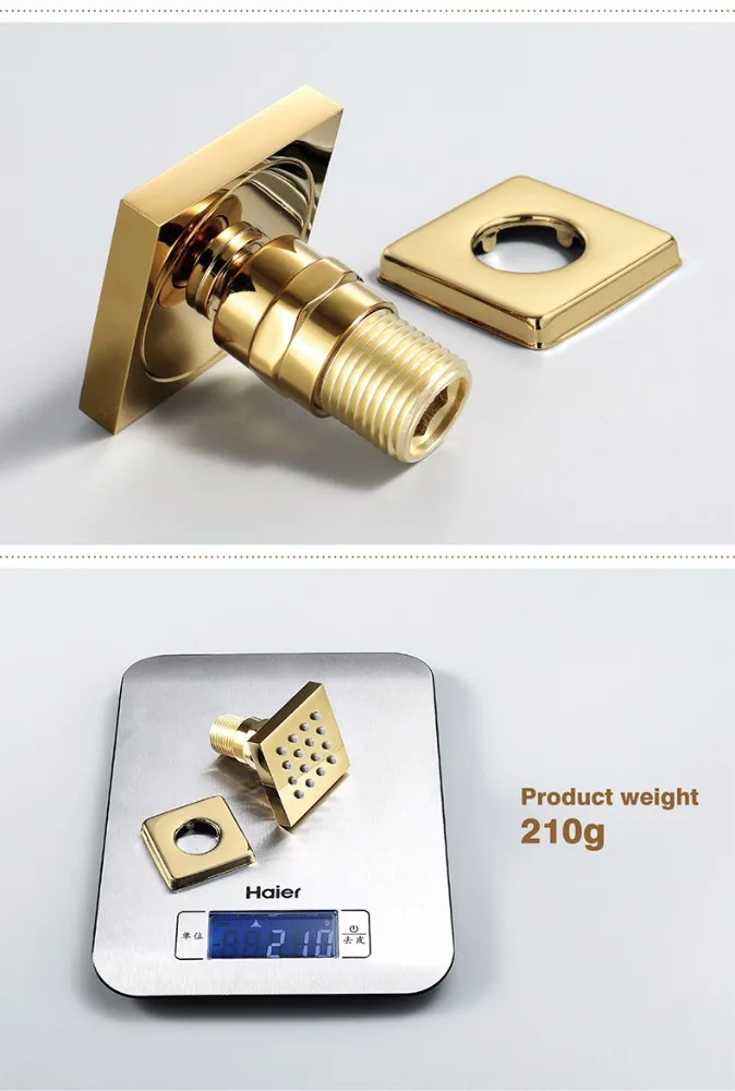 Brushed Gold Rainfall Shower Head Concealed Valve Handheld Spray Mixer Shower Set with body jets
