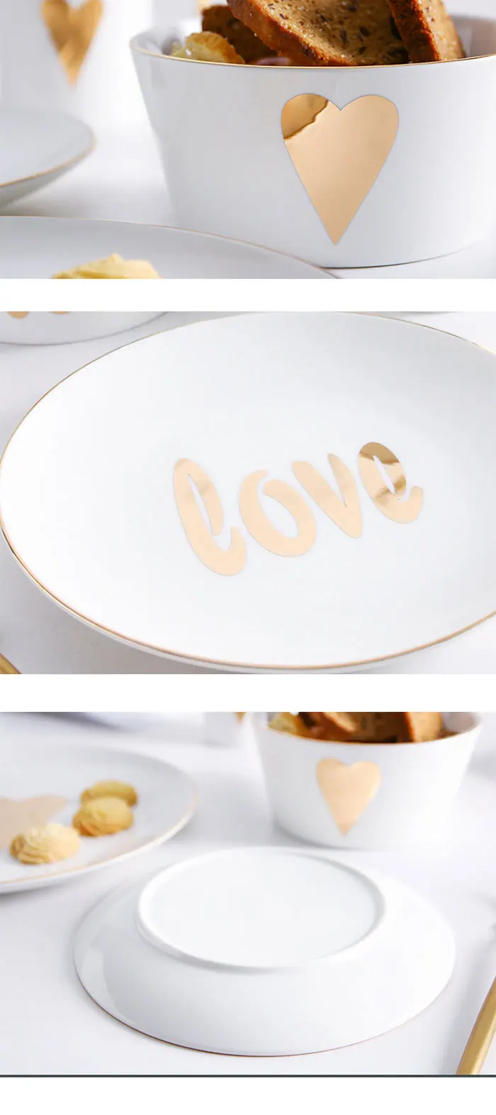 Złoty czas Kreatywne złote ceramiczne zastawa stołowa chińska i zachodnia talerz posiłków kubek śniadaniowy talerz miski 24