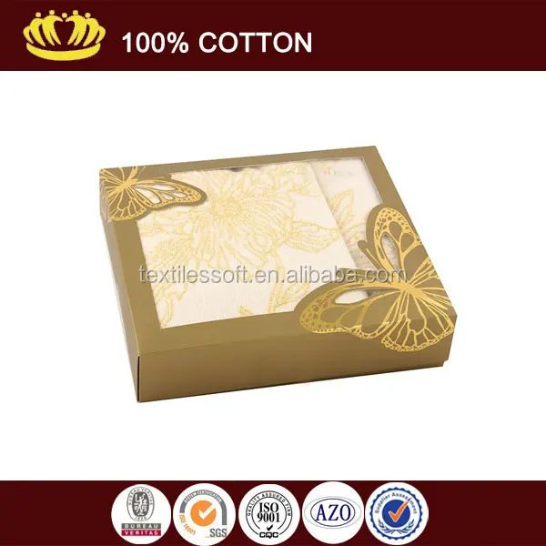 pure cotton solid color jaquard gift box packing towel set