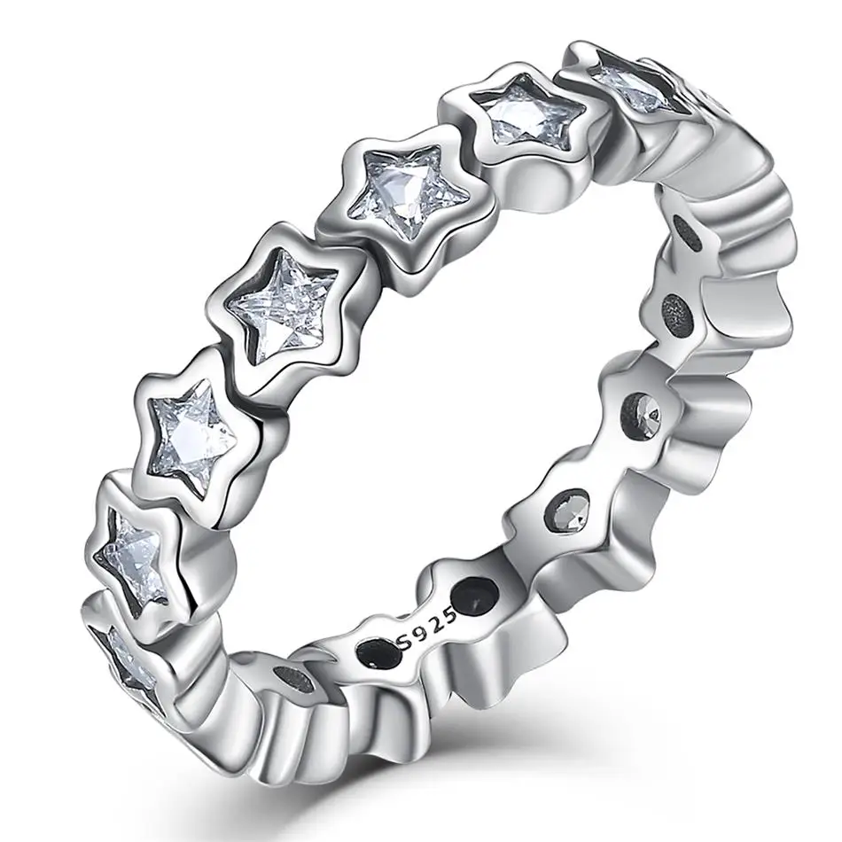 Authentic 925 Sterling Silver Rings Paved Cubic Zircon Star Finger Ring For Women Silver Jewelry Mother's Day Gift
Authentic 925 Sterling Silver Rings Paved Cubic Zircon Star Finger Ring For Women Silver Jewelry Mother's Day Gift