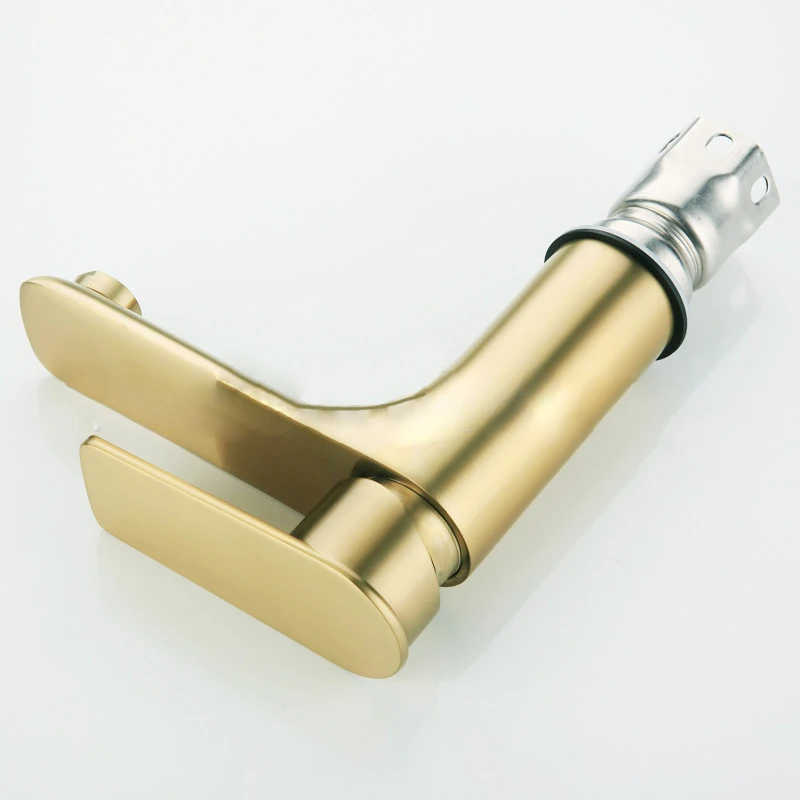 Single Handle Sink Mixer Tap Hot and Cold Water Bathroom Basin Brushed Gold Faucet