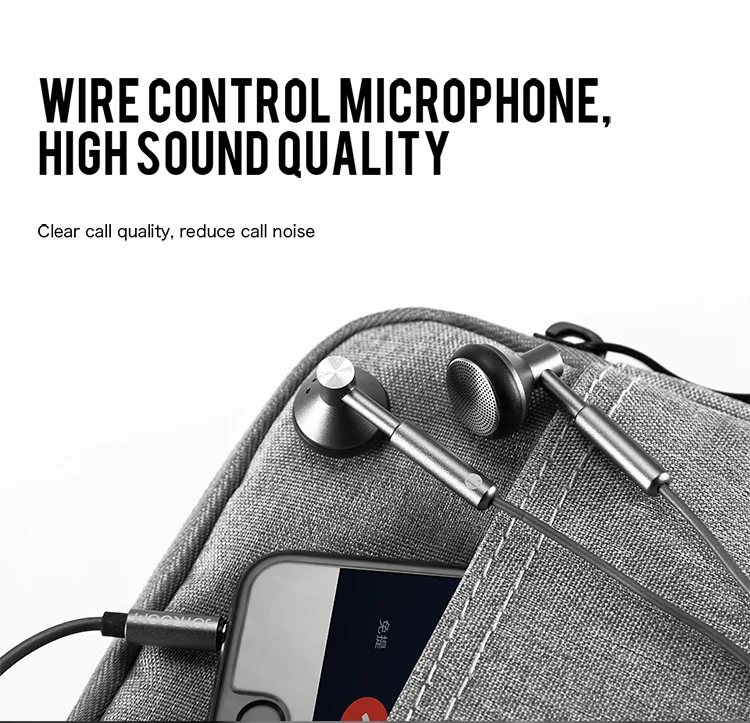 JOYROOM E204 2018 trending products 1.2m Handsfree Wired earphone Metallic In ear headphones for mobile phone