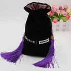 best sell custom logo printed Drawstring bag velvet fabric gift pouch with tassel