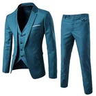 Top seller suit set man royal blue 3 pieces suit pant coat price in turkish two button single breasted