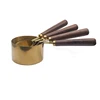 Kitchen Gadget Stainless Steel Measuring Cups 4 Piece Set Wooden Handle Rose Gold Copper Plating Scale Measuring Spoon