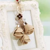 New Charm Fashion leather rose flower key chain cute tassel flower key chain