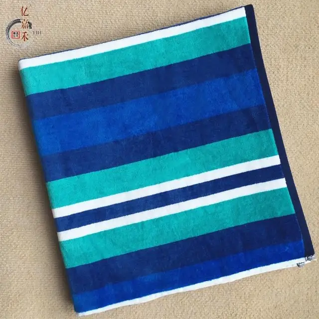 100% Cotton high quality absorbent soft cabana stripe beach towels with pil...