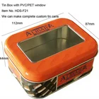 Custom design rectangular shape metal tin plate box with clear PVC