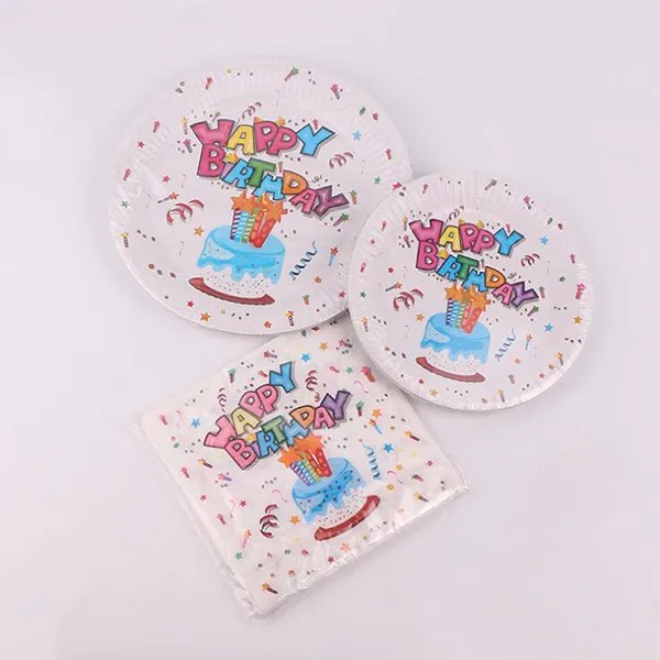 happy birthday paper party favor round paper plates and napkins