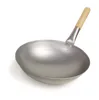 Iron wok with single wooden handle machine made or hand made