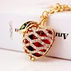 Fashion Metal Alloy Elegant Pendant Key Ring Chain Decoration Bling Crystal Apple Shaped Keychains for Women Lady Bag New