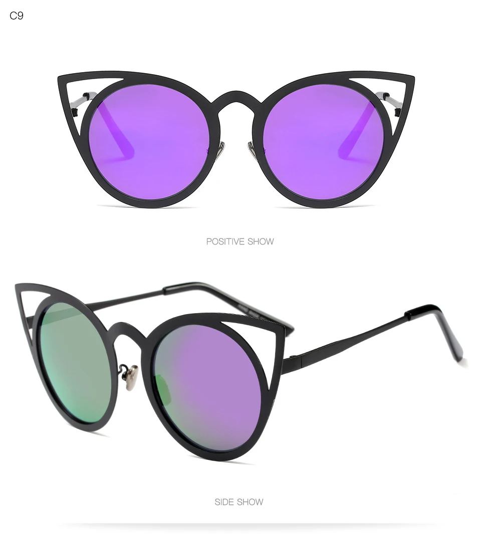 SHINELOT M212 New Fashion Women Retro Metal Cat Eye Sunglasses Cheap Vintage Sun Glasses Shades