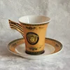 High Quality Ceramic Bone china Tea Cups Personalized Coffee Mug Saucer Set