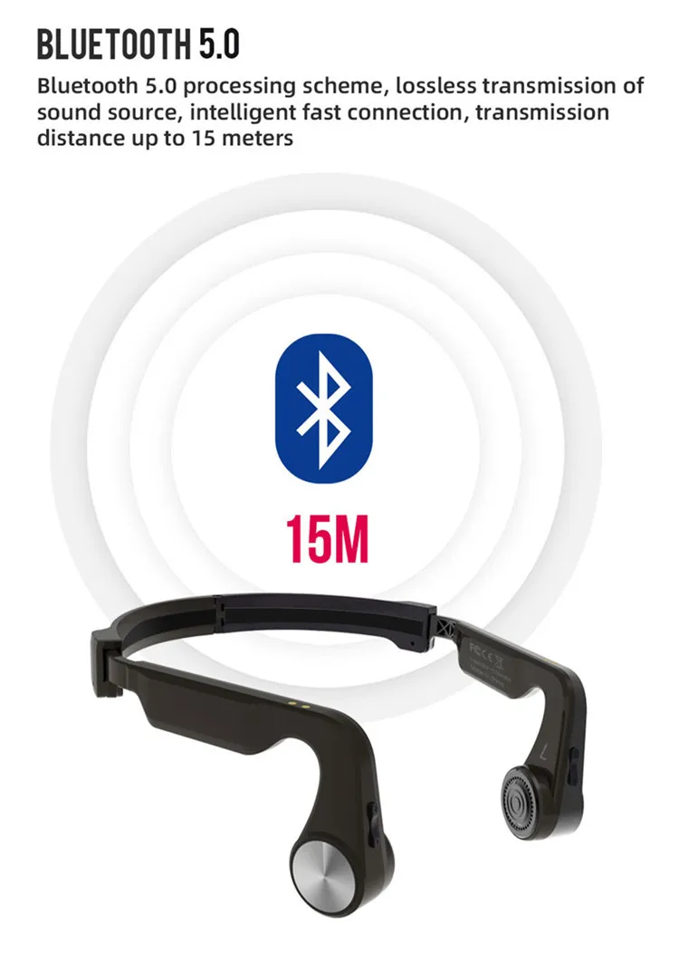 Wireless Headphone Transmitter Receiver Bone Conduction headphone Transducer Headset With Microphone - ANKUX.COM