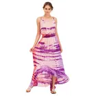 New design fashion unbalance long woman dress tie dye spaghetti strap beach dress 2018