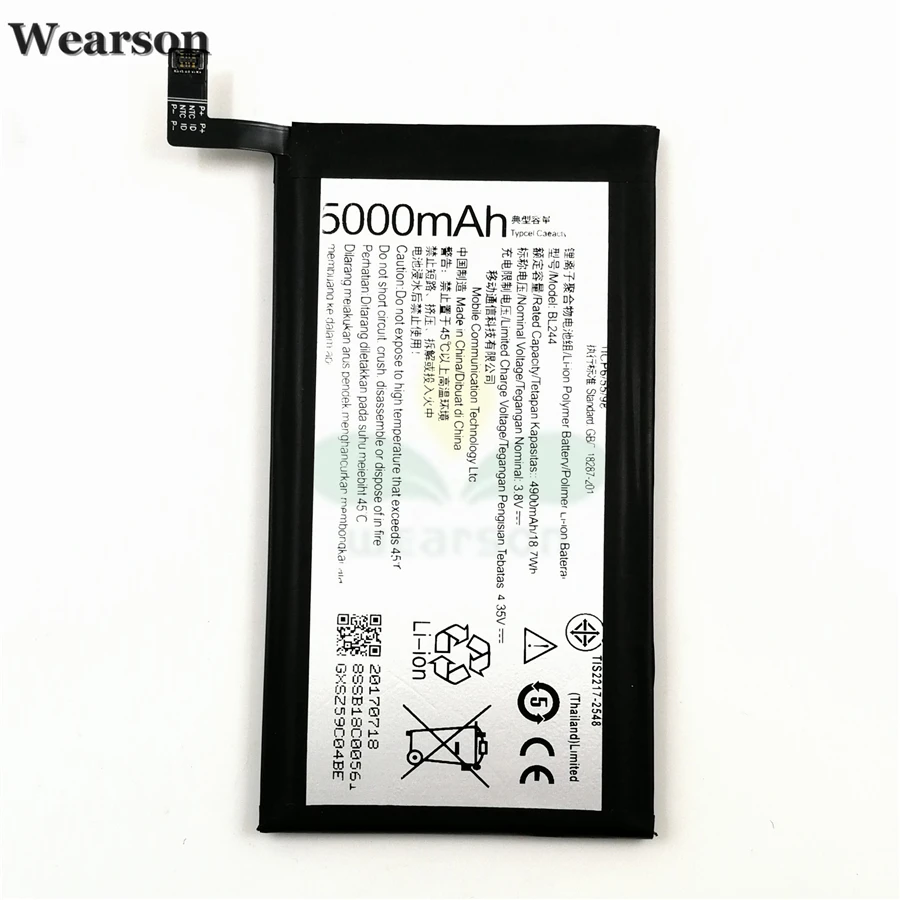 Wearson BL244 Battery For Lenovo Vibe P1A42 P1C58 P1C72 P1 Battery 3.8V 5000mAh Free Shipping With Tracking Number (1)