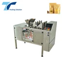 High Efficiency Stand Pouch Open Plastic Zipper Bag Twin Packaging Machine for Rice Sugar Coffee Filling Sealing and Packing