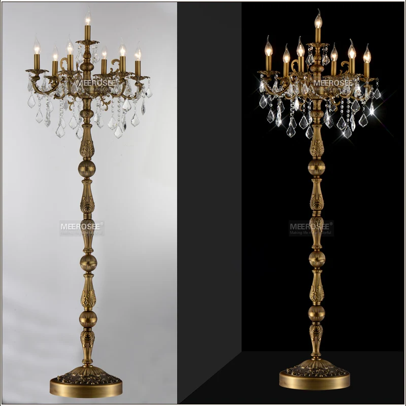 Vintage Crystal Floor Lamp Silver Stand Light Fixture Crystal