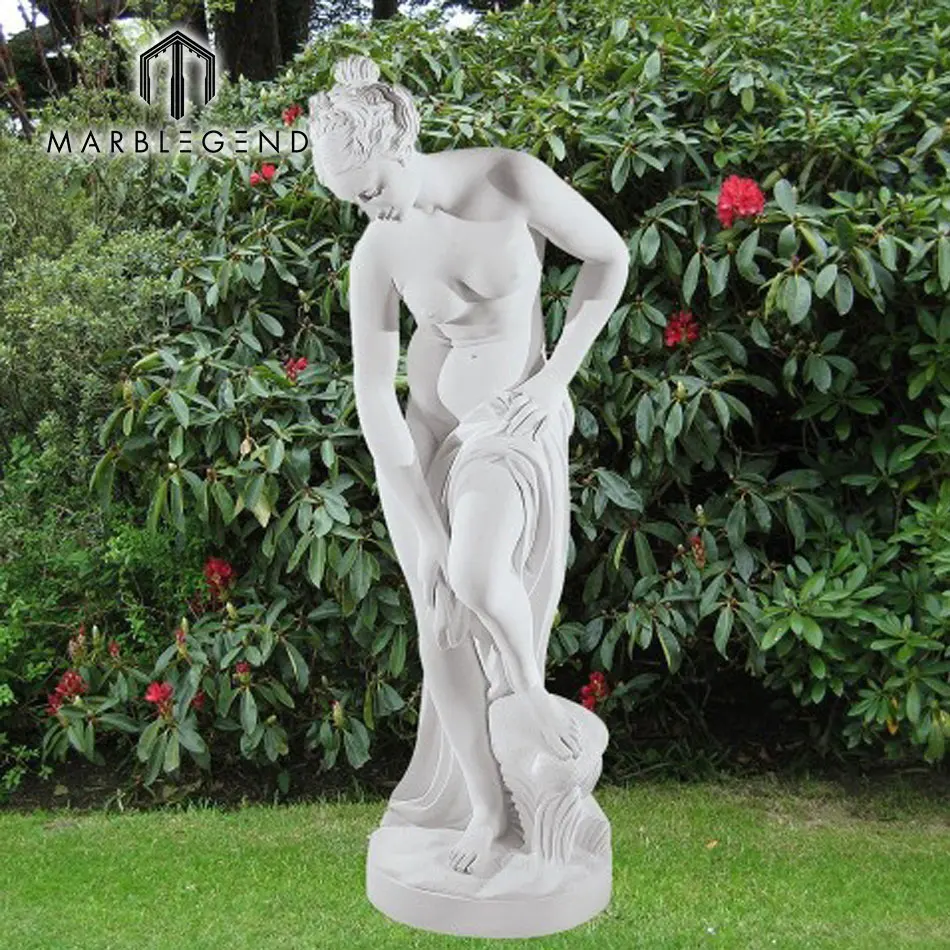 Vivid hand carved vida tamanho Banho Lady 40 cm Grego Escultura Estátua de Mármore Do Jardim