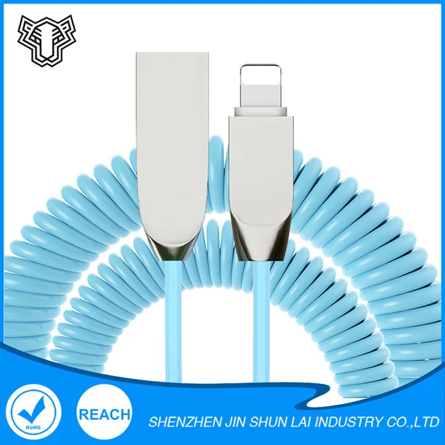 3m high elastic coiled spring retractable data charging usb