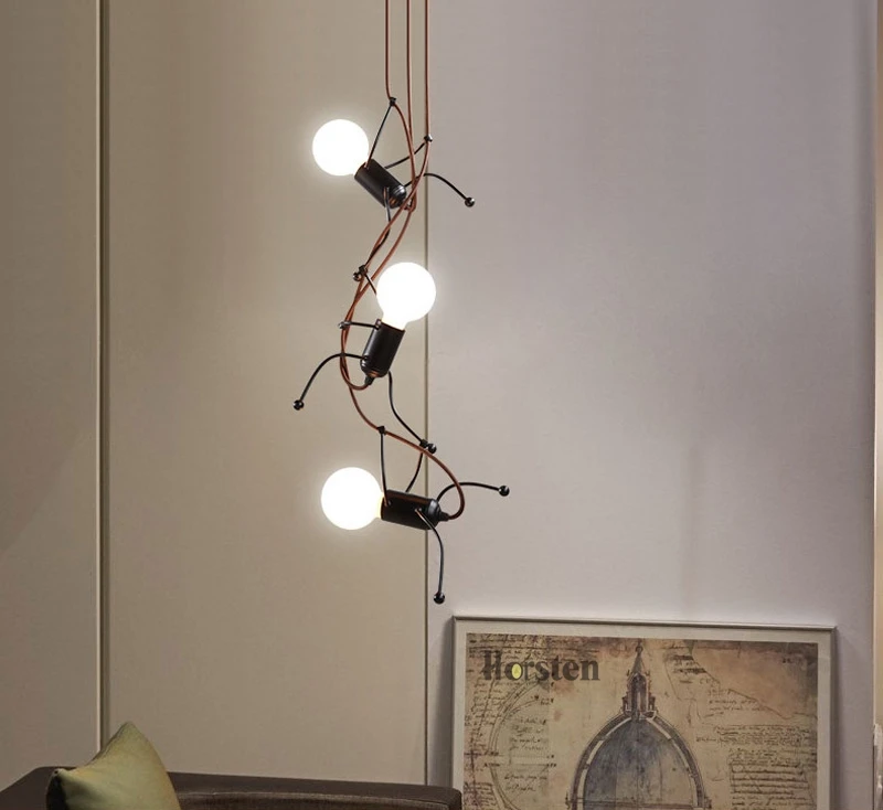 Creative Modern LED Pendant Lamp Black Small Iron Man Pendant Lights For Living Room Children Room Decoration Hanging Lamp (18)