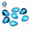 Lab Grown Aquamarine Blue Point-base Faceted Tear Drop Glass Gems