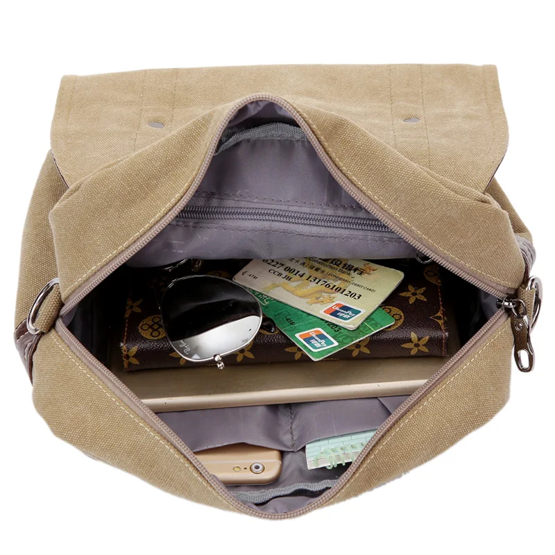 Online shopping retro canvas leather messenger shoulder bag men