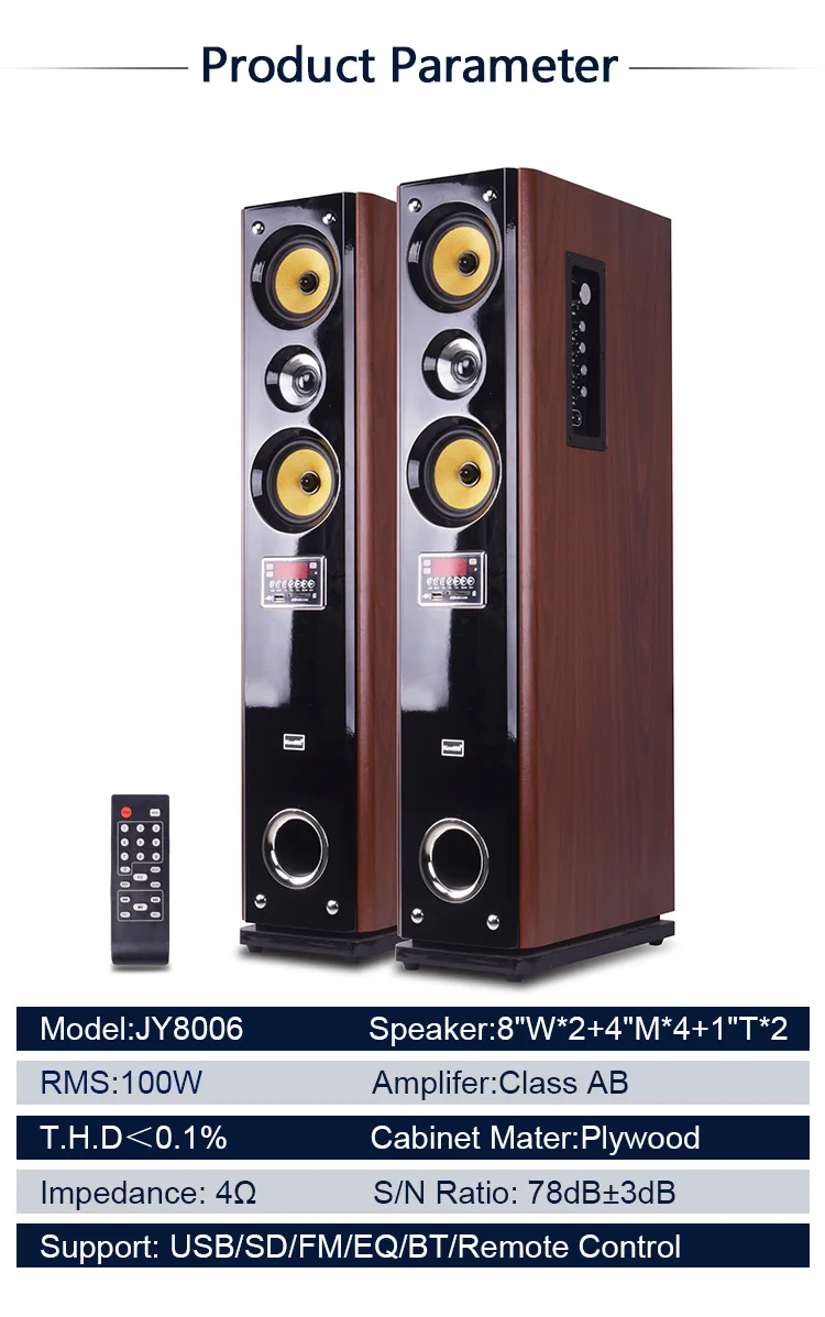 Good Quality 2 0 Stereo Sound System Walnut Lacquered Wooden Home