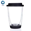 silicone cover and base double wall glass coffee mug