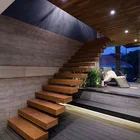 modern floating wood steel glass railing staircase kit