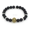 Hot Sale Luxury Lava Stone Matte Onyx Bead Bracelet Personalized Lion Head Buddha Bracelet Jewelry pulseras bijoux