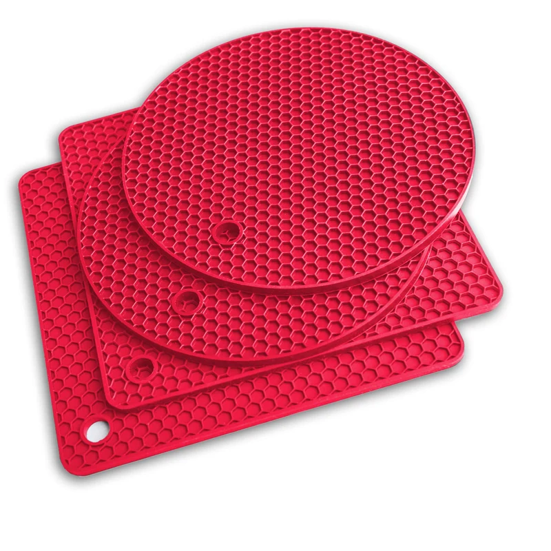 Food Grade silicone food dining table mat pot pad holder heat resistant silicone trivet mats set of 2, Red(can be custom)
Food Grade silicone food dining table mat pot pad holder heat resistant silicone trivet mats set of 2, Red(can be custom)