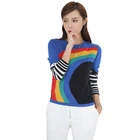 Custom fashion angora wool rainbow cashmere sweater jumper