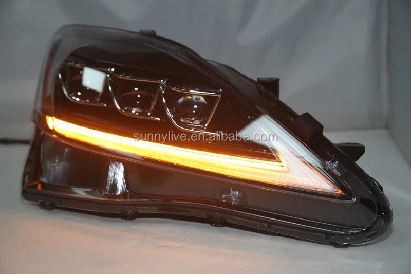 LED Head Lamps with Projector Lens 2006-2012 Year Black Housing FOR Lexus IS250 YZ