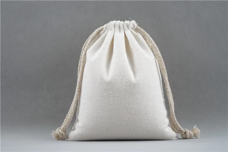 custom cotton fabric drawstring muslin bag with logo wholesale