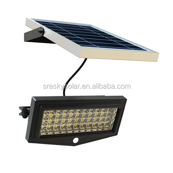 Black Motion Sensor Security Solar Led Flood Light Garden Gate Wall Powered Floodlight Outdoor Dc 12 Volt