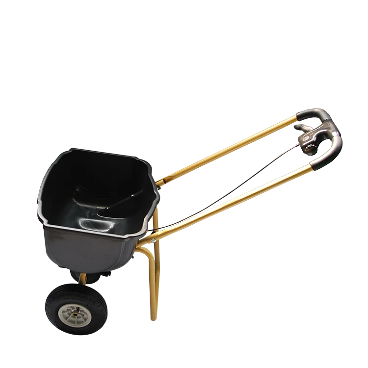 Garden hand operated two-wheeled grass seed spreader