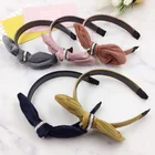 Woman Lady Accessory Rhinestone Plastic Twisted Hair Band Velvet Hairband