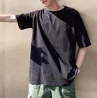 Wholesale mens black cotton washed custom letter printing t shirt oversized street wear style graphic t shirt