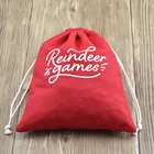 Custom Logo Red Drawstring Cotton Golf Ball Bag With Cotton String
