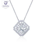 Yadis fashion chain charm 10K white gold square shape round moissanite diamond stone necklace pendant