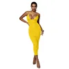 2019 Best Selling High Quality Nightclub Sexy Solid Color V Neck Women Party Sleeveless Dress Backless Dresses