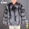 Wholesale handsome winter warm whole pelt natural silver fox fur coat for man