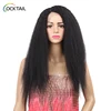 Preplucked hairline high temperature fiber heat resistant kinky straight yaki synthetic lace front wig