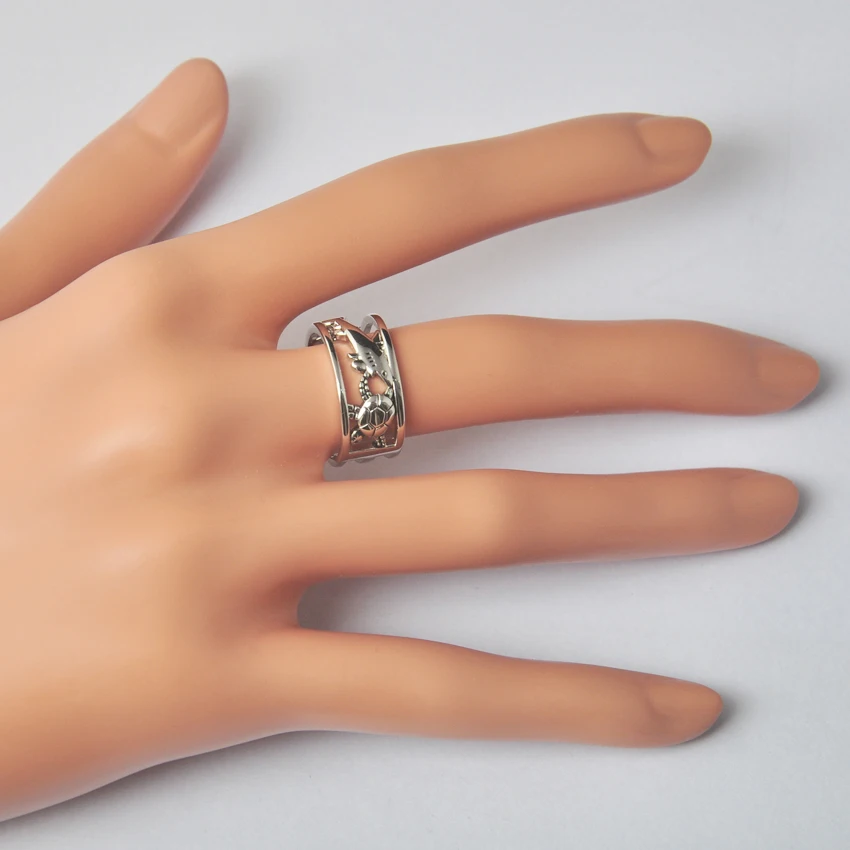 珠宝工厂银色乌龟海豚鲨鱼形手指珠宝戒指高抛光海洋生物珠宝批发