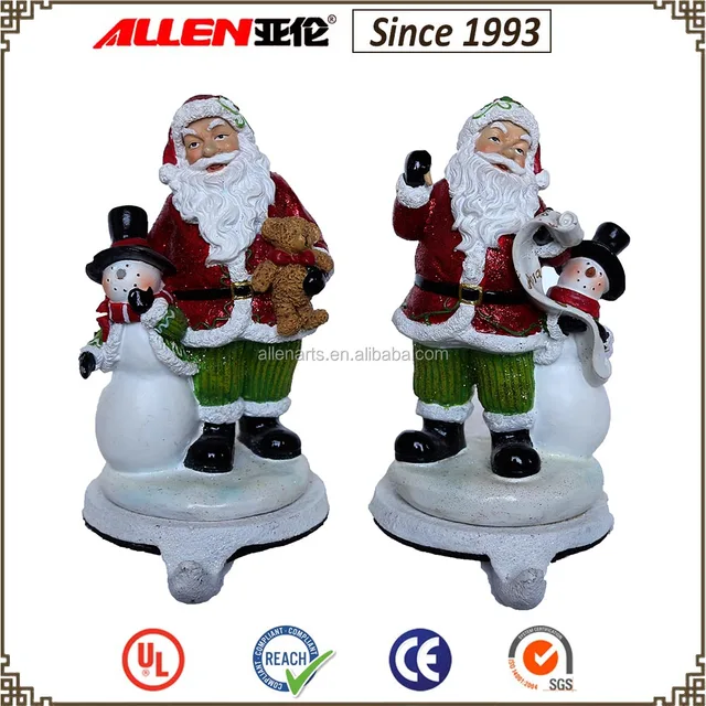 santa claus and snowman resin figurine christmas stocking