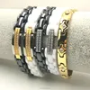 Black Ceramic Germanium Bio Titanium Health Men's China Rose Gold Japan Tungsten Bracelet With Zircon