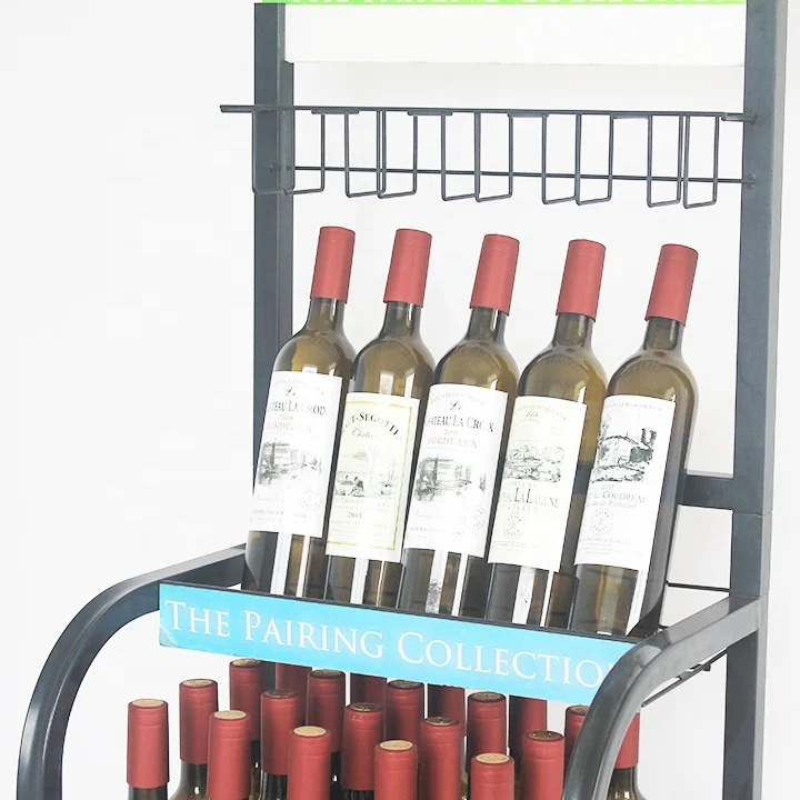 Flooring Stand Metal Beer Bottle Display Rack Shelf For Supermarket And